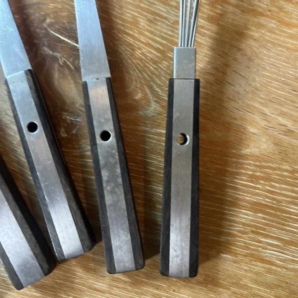 Vintage Vernco Stainless Steel Wood Handle Kitchen Utensils Lot of 5